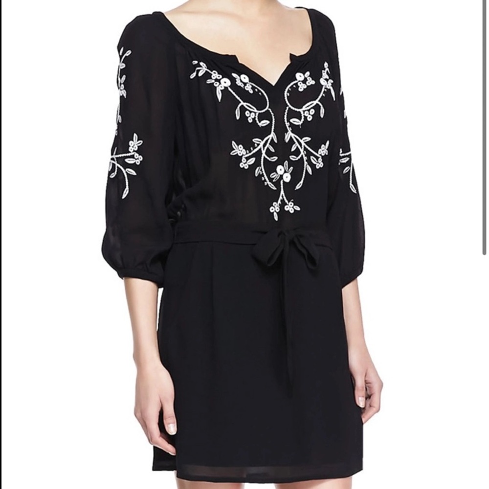 Nanette Lepore Tough Love Black Embroidered Shift Dress 2